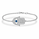 Hamsa Diamond Bracelet With Blue Diamond Accent, 18K Yellow Gold, White Gold or Rose Gold  0.93 Carat Handmade