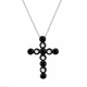 Alternative Black and White Diamonds Cross Pendant Necklace 0.45 Carat 14K Black Gold Certified Handmade