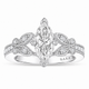 1.19 Carat Lab Grown Marquise Diamond Butterfly Floral Engagement Ring 14K White Gold IGI Certified Handmade Nature Inspired