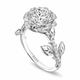 1.36 Carat Lab Grown Diamond Floral Halo Engagement Ring Rose Flower Platinum Anniversary Ring Handmade IGI Certified 