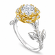 1.36 Carat Lab Grown Diamond Floral Halo Engagement Ring Rose Flower Anniversary Ring  IGI Certified 14K Yellow Gold Unique Handmade