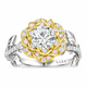 1.36 Carat Lab Grown Diamond Floral Halo Engagement Ring Rose Flower Anniversary Ring  IGI Certified 14K Yellow Gold Unique Handmade