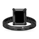 3.54 Carat Emerald Cut Black Diamond Engagement Ring 14K Black Gold Anniversary Ring Vintage Style Unique Certified Handmade