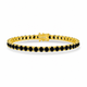 12.50 Carat Black Diamond Tennis Bracelet in 14K Yellow Gold Handmade Certified