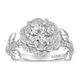 1.36 Carat Natural Diamond Floral Halo Engagement Ring Unique Rose Flower GIA Certified 14K White Gold, Rose Gold Or Yellow Gold Handmade