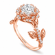 1.36 Carat Natural Diamond Floral Halo Engagement Ring Unique Rose Flower GIA Certified 14K White Gold, Rose Gold Or Yellow Gold Handmade