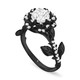 1.36 Carat Natural Diamond Floral Halo Engagement Ring Unique Rose Flower GIA Certified 14K Black Gold Vintage Style Handmade