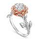 1.36 Carat Natural Diamond Floral Halo Engagement Ring Rose Flower Anniversary Ring GIA Certified 14K Rose Gold Unique Handmade