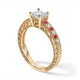 Princess Cut Diamond & Alternative Rubies Engagement Ring Filigree 0.65 Carat GIA Certified 14K Yellow Gold or White Gold  Unique Handmade