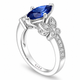 Marquise Blue Sapphire Butterfly Engagement Ring 1.20 Carat Nature Inspired Unique 14K White Gold Handmade Certified
