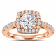 Lab Grown Diamond Halo Engagement Ring 1.39 Carat 14K White Gold, Rose Gold Or Yellow Gold IGI Certified Unique Handmade