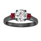 Lab Grown Diamond and Rubies Three Stones Engagement Ring 1.25 Carat IGI Certified 14K Black Gold Vintage Style Unique Handmade Lab Grown Diamond and Rubies Three Stones Engagement Ring 1.25 Carat IGI Certified 14K Black Gold Vintage Style Unique Handmade