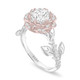 Custom Order Platinum & 14K Rose Gold 1.36 Carat Lab Grown Diamond Floral Halo Engagement Ring Rose Flower Anniversary Ring  IGI Certified Unique Handmade