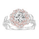 Custom Order Platinum & 14K Rose Gold 1.36 Carat Lab Grown Diamond Floral Halo Engagement Ring Rose Flower Anniversary Ring  IGI Certified Unique Handmade