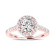 Lab Grown Diamond Halo Engagement Ring 1.55 Carat IGI Certified 14K White Gold Or Rose Gold Handmade