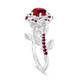 1.55 Carat Garnet Rose Flower Halo Engagement Ring Unique Floral 14K White Gold Handmade Certified