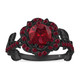 1.55 Carat Garnet Floral Halo Engagement Ring Unique Rose Flower 14K Black Gold Vintage Style Certified Handmade
