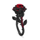 1.55 Carat Garnet Floral Halo Engagement Ring Unique Rose Flower 14K Black Gold Vintage Style Certified Handmade