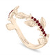 Garnet Leaf Wedding Band, Unique Anniversary Ring 0.15 Carat 14K White Gold, Rose Gold, Yellow Gold Handmade Certified