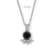 Platinum Black Diamond Floral Pendant Necklace, Unique Petal Design, 1.40 Carat Certified Handmade