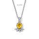 Platinum Yellow Diamond Blossom Pendant Necklace, Unique Floral Petal, 1.21 Carat Certified Handmade