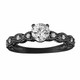 Lab Grown Diamond Engagement Ring 1.12 Carat IGI Certified 14K Black Gold Vintage Style Unique Handmade