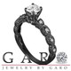 Lab Grown Diamond Engagement Ring 1.12 Carat IGI Certified 14K Black Gold Vintage Style Unique Handmade