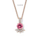 Pink Tourmaline Floral Pendant Necklace, Unique Petal Design 1.20 Carat 14K White Gold Or Rose Gold Certified Handmade