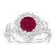 Platinum Ruby Floral Engagement Ring, Unique Rose Flower 1.36 Carat Certified Handmade 