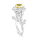 Yellow Sapphire Rose Flower Halo Engagement Ring, Unique Floral 1.36 Carat 14K White Gold Handmade Certified