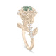 Green Sapphire Halo Engagement Ring, Unique Rose Flower 1.36 Carat 14K White Gold Or Yellow Gold Handmade Certified