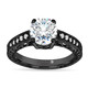 2.18 Carat Lab Grown Diamond Engagement Ring 14K Black Gold Vintage Style IGI Certified Handmade