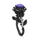 Tanzanite Floral Halo Engagement Ring, Unique Rose Flower 1.36 Carat 14K Black Gold Handmade Certified