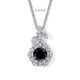 1.36 Carat Black Diamond Rose Flower Halo Pendant Necklace 14K White Gold, Rose Gold Or Yellow Gold Unique Floral Certified Handmade