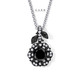 1.36 Carat Black Diamond Floral Halo Pendant Necklace 14K Black Gold Vintage Style Unique Rose Flower Certified Handmade