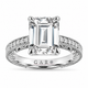 Platinum Emerald Cut Lab Grown Diamond Engagement Ring 4.15 Carat IGI Certified Unique Filigree Vintage Style Handmade