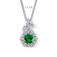 Platinum 1.27 Carat Green Diamond Rose Flower Halo Pendant Necklace Unique Floral Certified Handmade