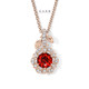 Red Diamond Rose Flower Halo Pendant Necklace 1.27 Carat 14K White Gold, Rose Gold Or Yellow Gold Unique Floral Certified Handmade