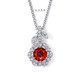 Platinum Red Diamond Rose Flower Halo Pendant Necklace 1.27 Carat Unique Floral Certified Handmade