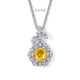 Yellow Diamond Rose Flower Halo Pendant Necklace 1.27 Carat 14K White Gold, Rose Gold Or Yellow Gold Unique Floral Certified Handmade