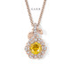 Yellow Diamond Rose Flower Halo Pendant Necklace 1.27 Carat 14K White Gold, Rose Gold Or Yellow Gold Unique Floral Certified Handmade
