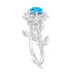 1.36 Carat Blue Topaz Rose Flower Halo Engagement Ring, Unique Floral 14K White Gold Or Yellow Gold Handmade Certified