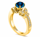 Blue Diamond Butterfly Engagement Ring 1.20 Carat Unique Handmade 14K Yellow Gold 