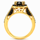 1.77 Carat Black Diamond Halo Engagement Ring 14K Yellow Gold – Handmade Certified