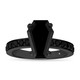 Coffin Shaped Black Diamond Unique Engagement Ring 2.43 Carat 14K Black Gold Handmade Certified