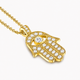Large Hamsa Diamond Pendant Necklace 1.70 Carat 14K White Rose or Yellow Gold Unique Handmade Certified