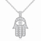 Large Hamsa Diamond Pendant Necklace 1.70 Carat 14K White Rose or Yellow Gold Unique Handmade Certified