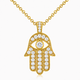 Large Hamsa Diamond Pendant Necklace 1.70 Carat 14K White Rose or Yellow Gold Unique Handmade Certified