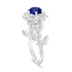 Sapphire Floral Halo Engagement Ring, Unique Rose Flower 1.36 Carat 14K White Gold Or Yellow Gold Handmade Certified