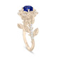 Sapphire Floral Halo Engagement Ring, Unique Rose Flower 1.36 Carat 14K White Gold Or Yellow Gold Handmade Certified
